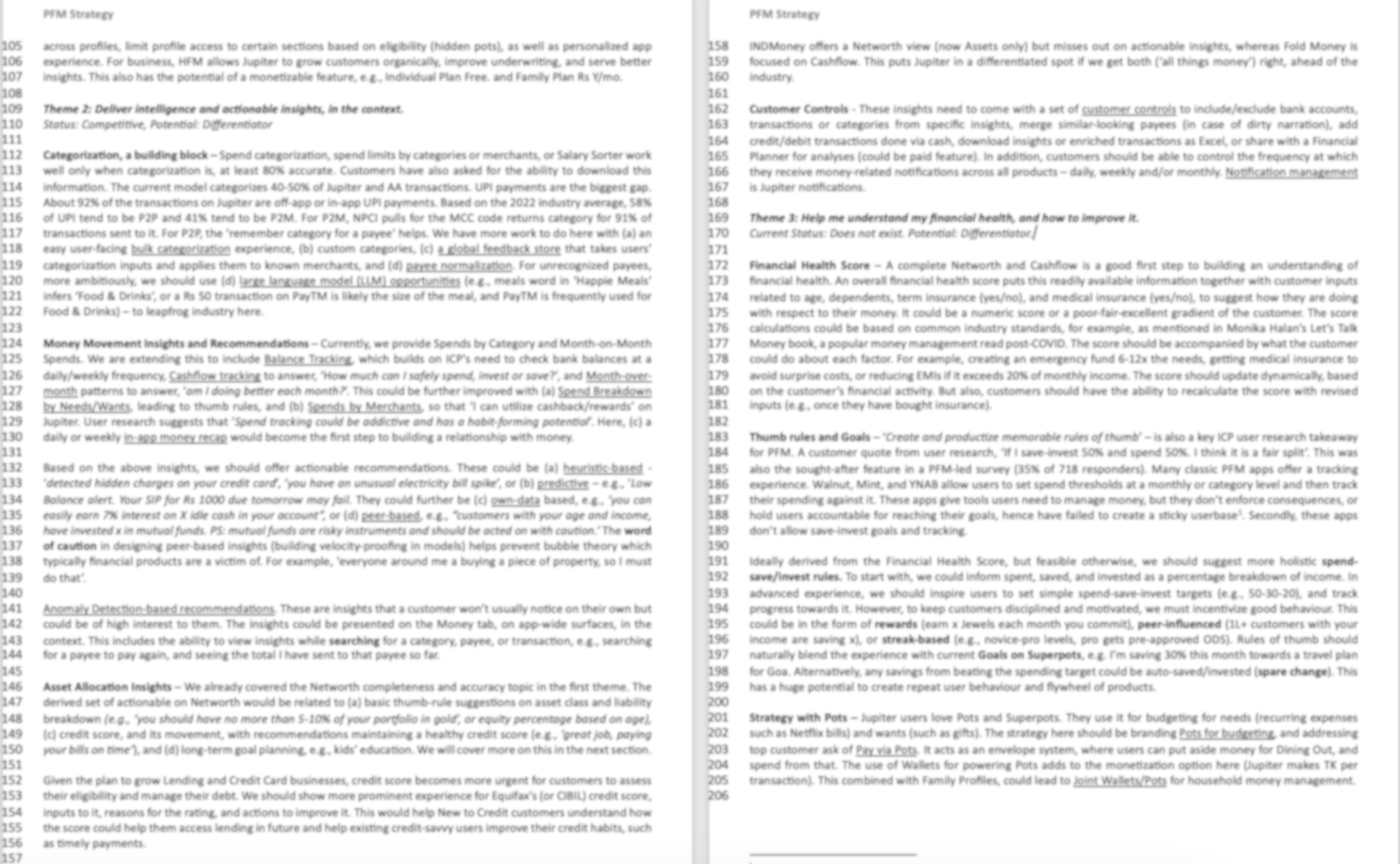 Product strategy document outlining key themes and approach